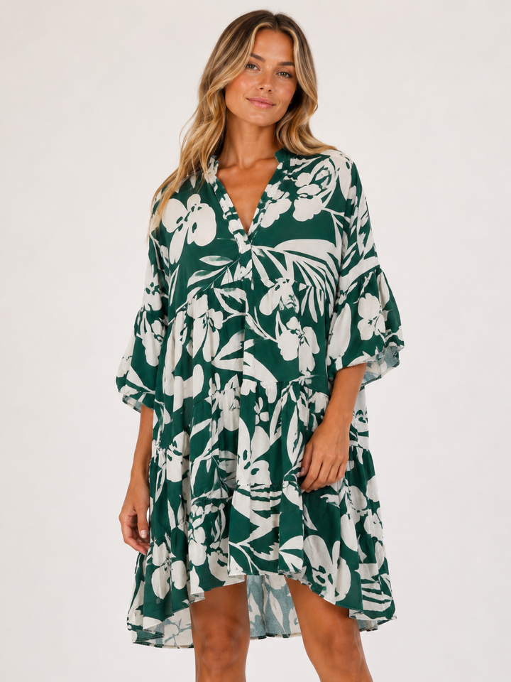 Kaia Tropical Tiered Dress