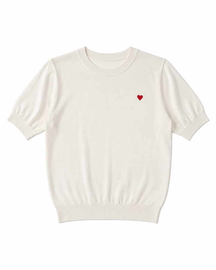 Embroidered Heart Knit Tee