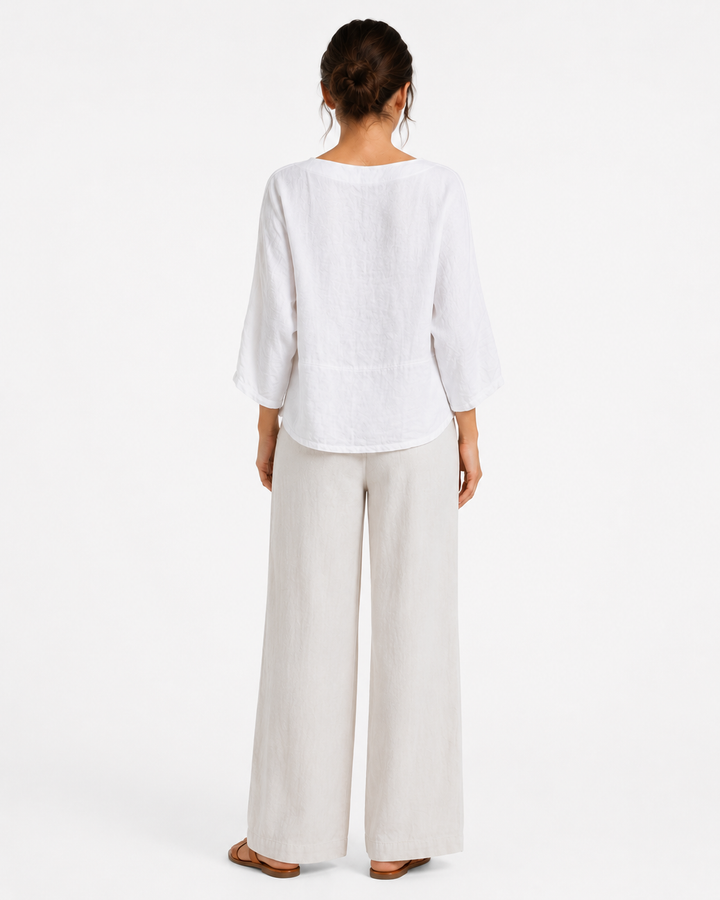 Solea Tie-front Linen Top