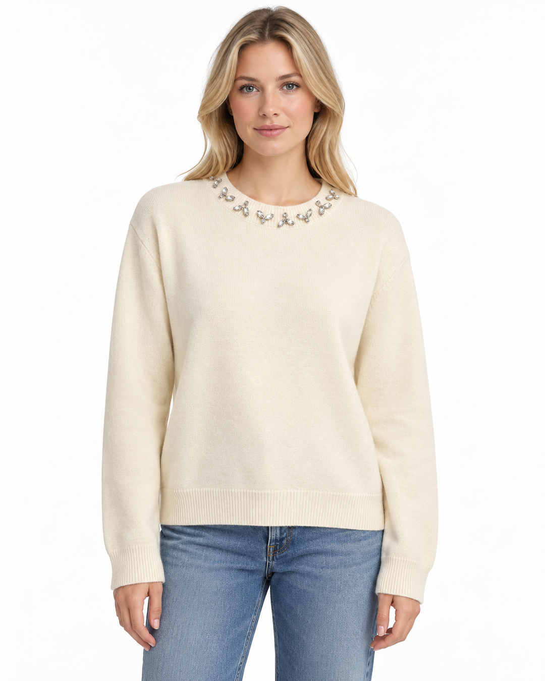 Isabelle Rhinestone-Trim Sweater