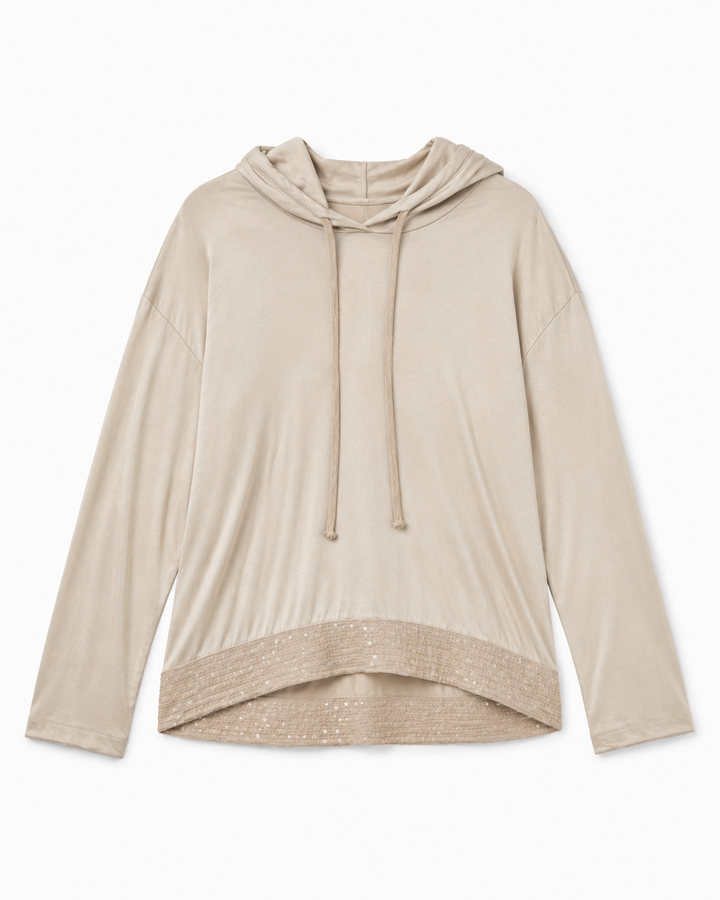 Kassia Beige Silk hoodie