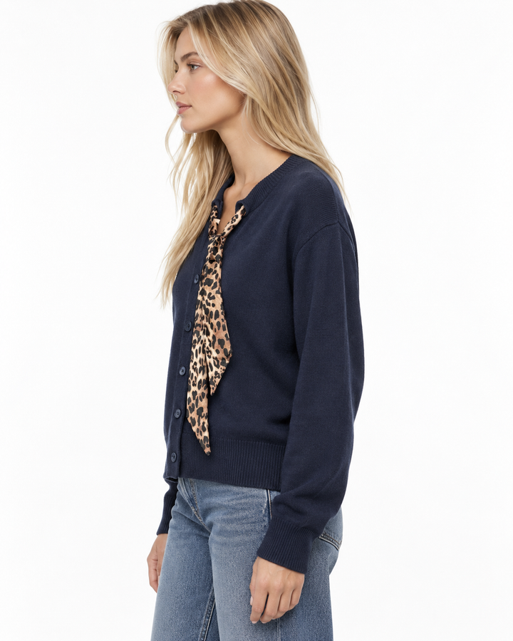 Marly Leopard Scarf Cardigan