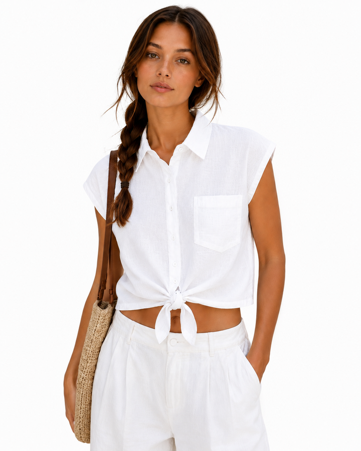 Haze Linen Crop Top