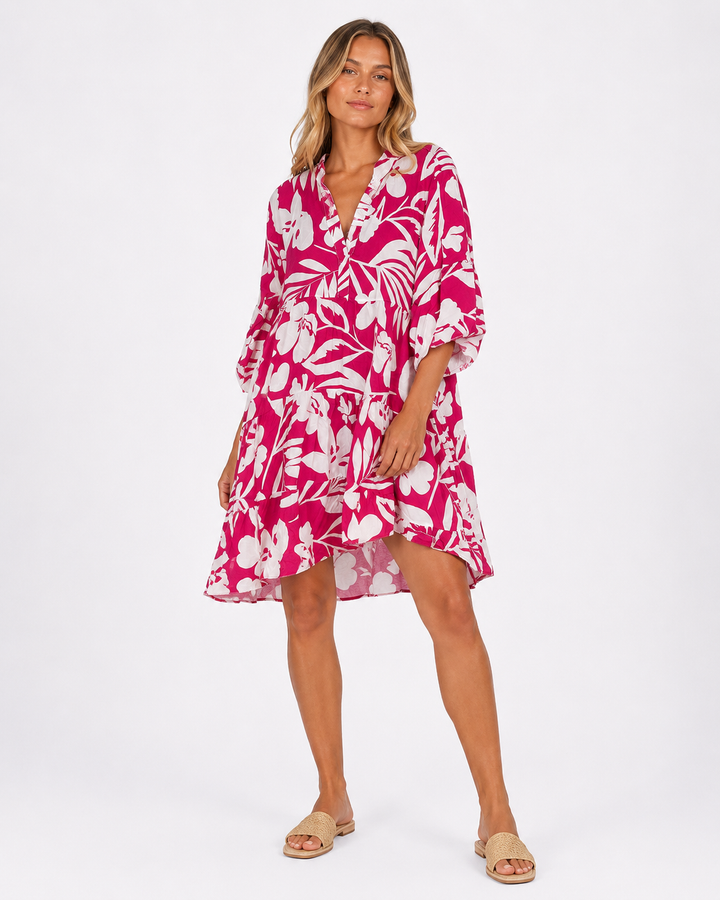 Kaia Tropical Tiered Dress