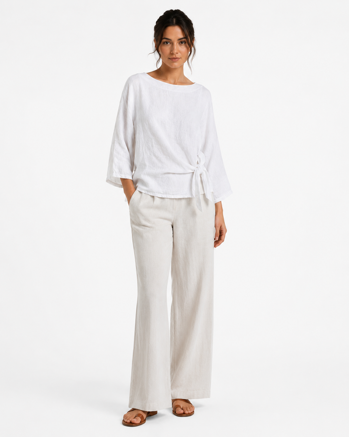 Solea Tie-front Linen Top