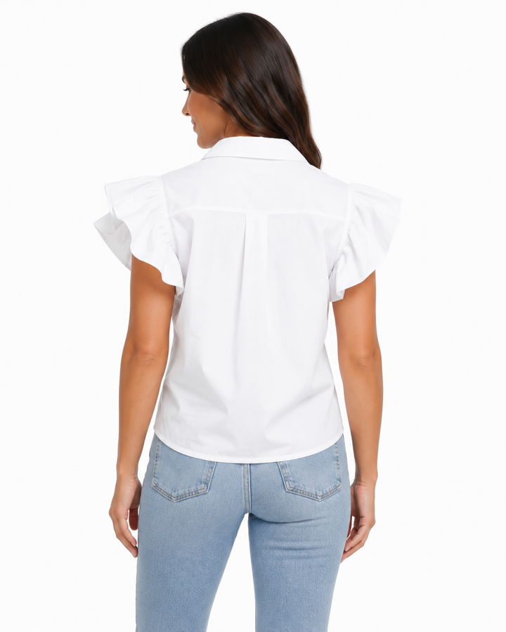 Milly Poplin Ruffle Shirt