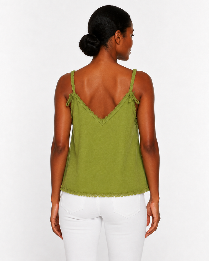 Greta Frayed V-Neck Linen top