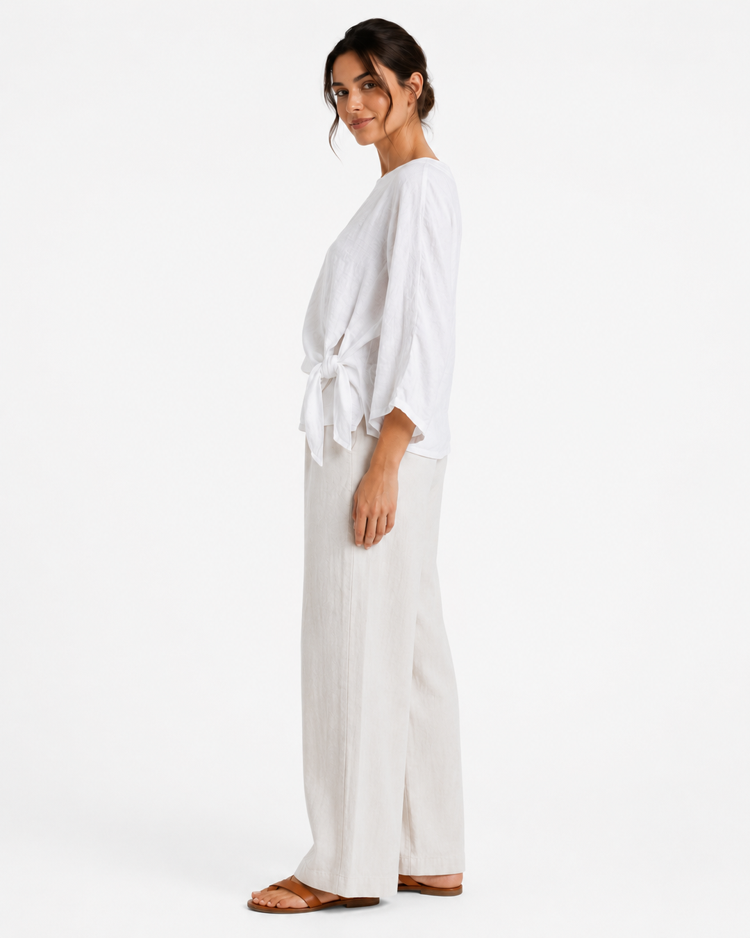 Solea Tie-front Linen Top