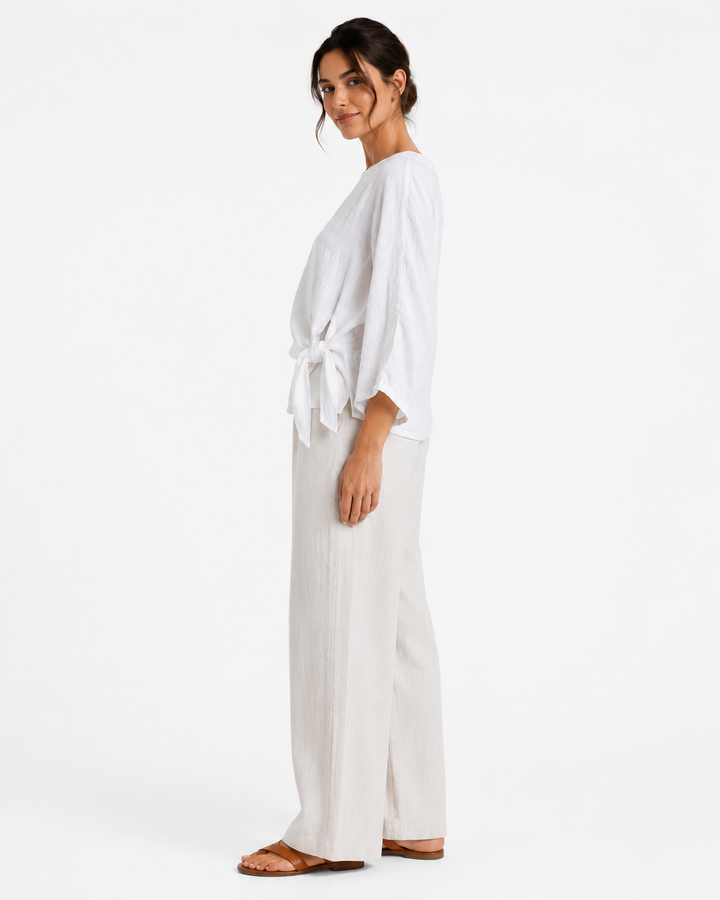 Solea Tie-front Linen Top