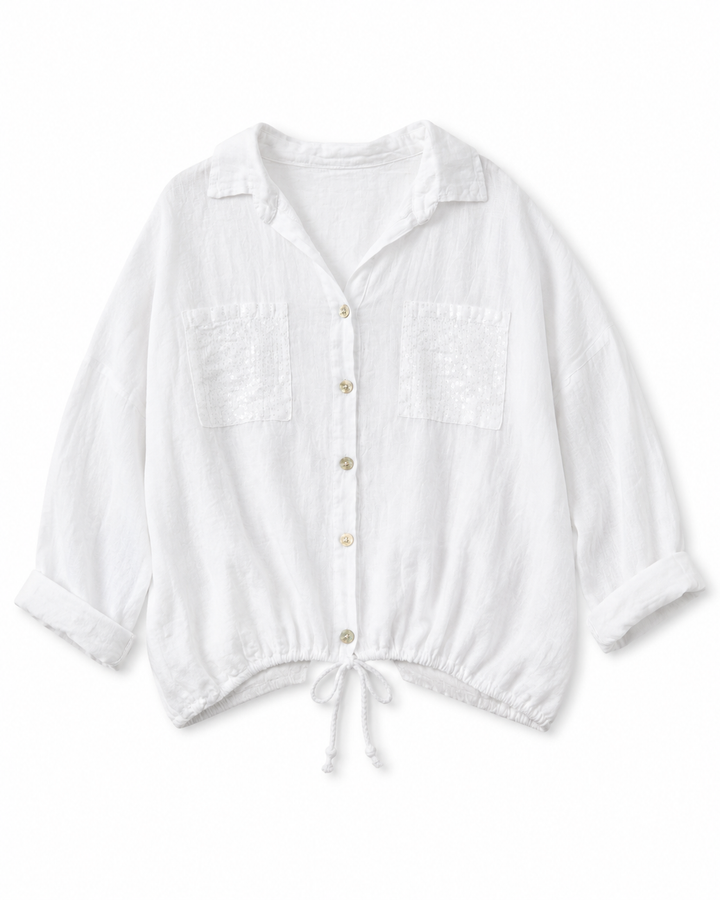 Doreen Sequin Pocket Linen Shirt