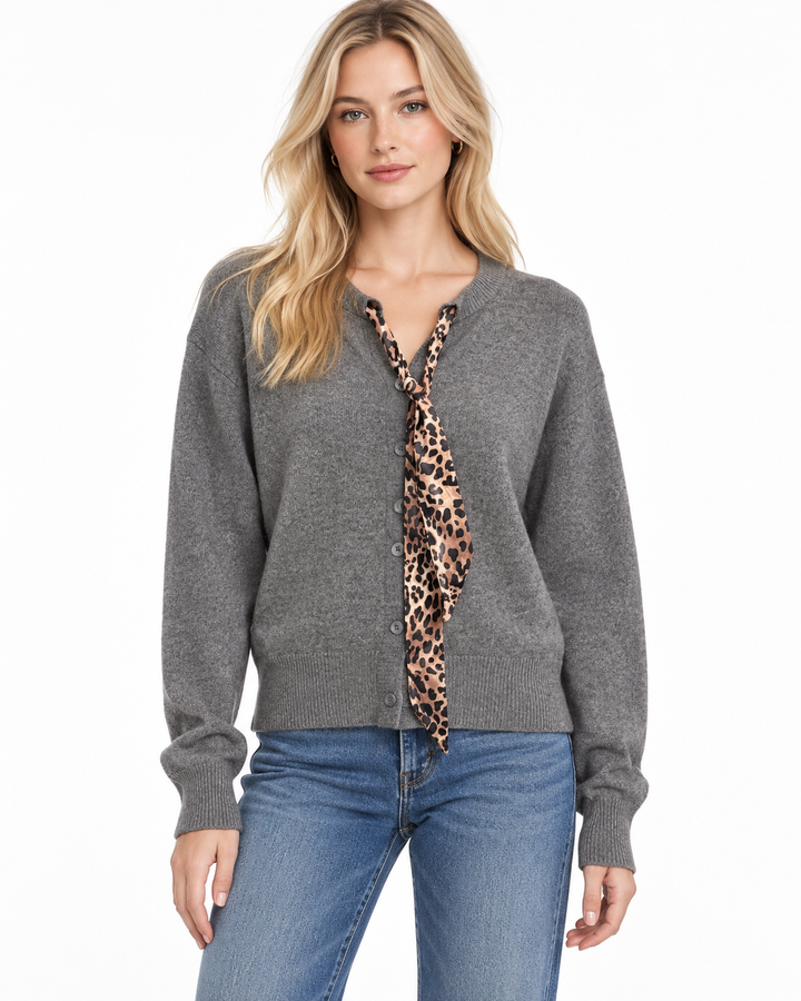 Marly Leopard Scarf Cardigan