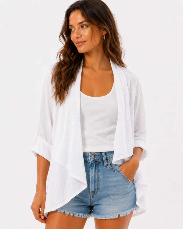 Elena Waterfall Linen Jacket