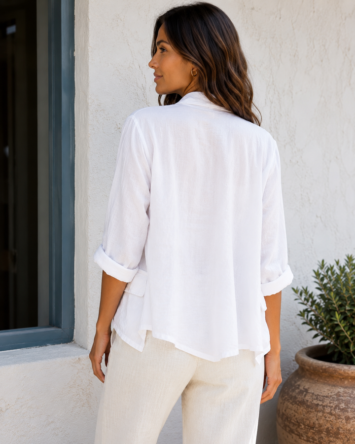 Elena Waterfall Linen Jacket