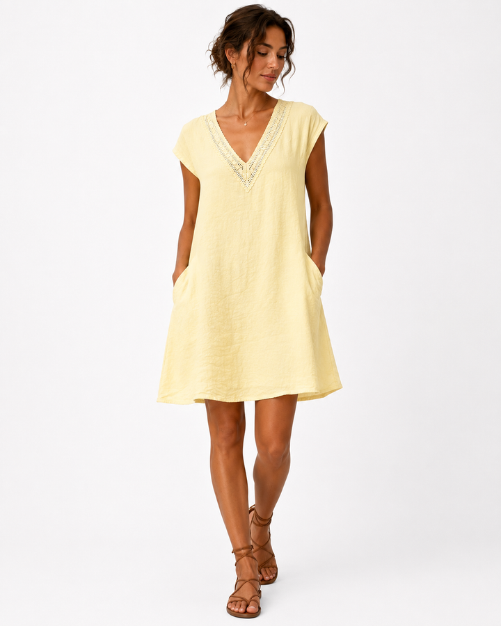 Celeste Embroidered Linen Dress