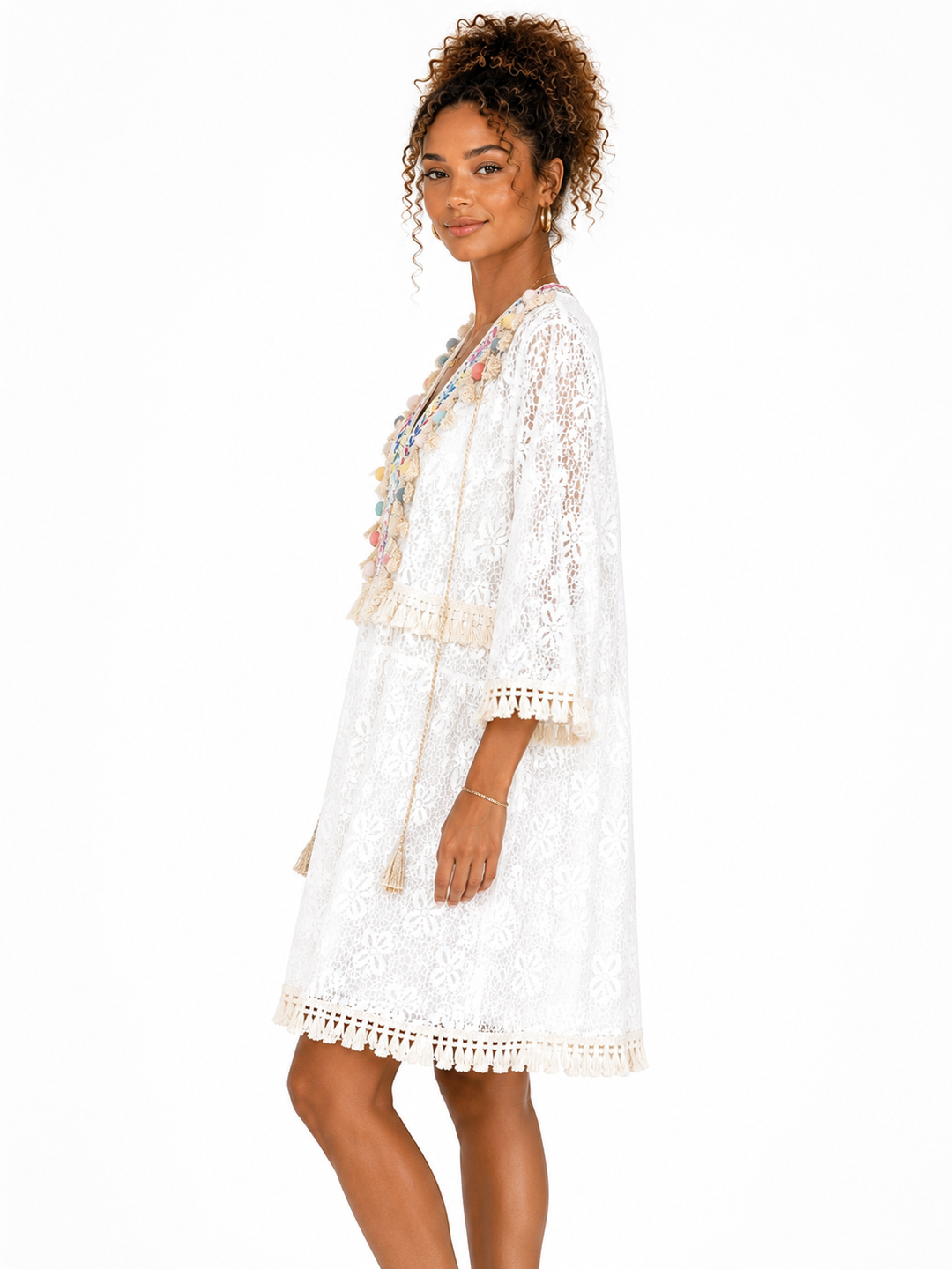 Bali Embroidered Tassel Lace Dress