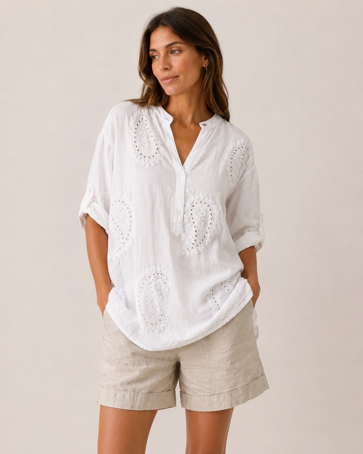 Joan Paisley Embroidered Cotton Shirt