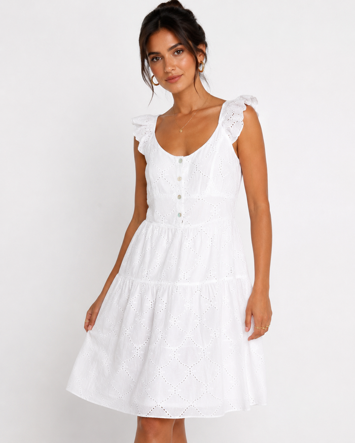 Joy Eyelet Peasant Dress