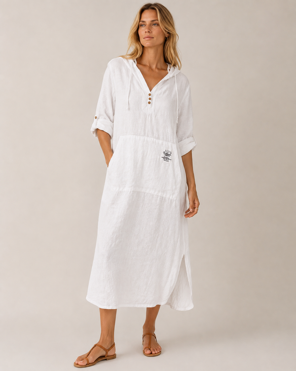 Hannah Hooded Linen Dress