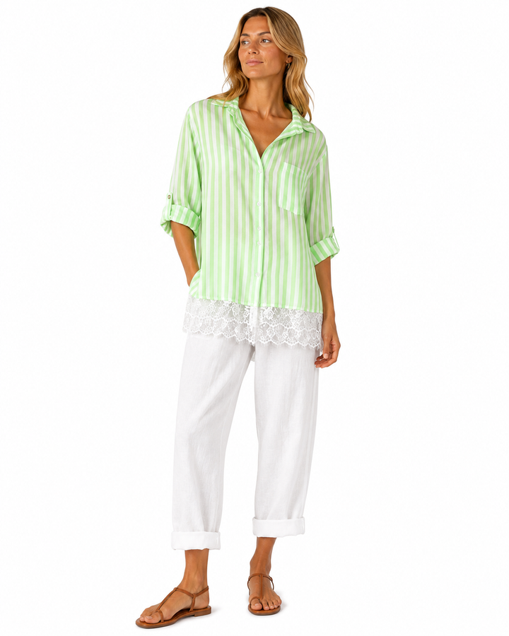 Riley Lace Hem Gingham Shirt