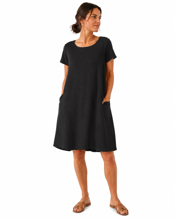 Dionne Linen & Jersey Pocket Dress