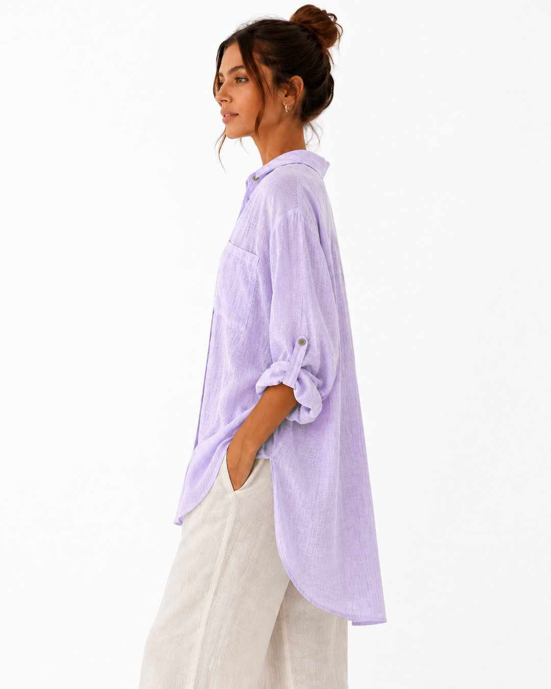 Aya Button-Down Tunic Shirt