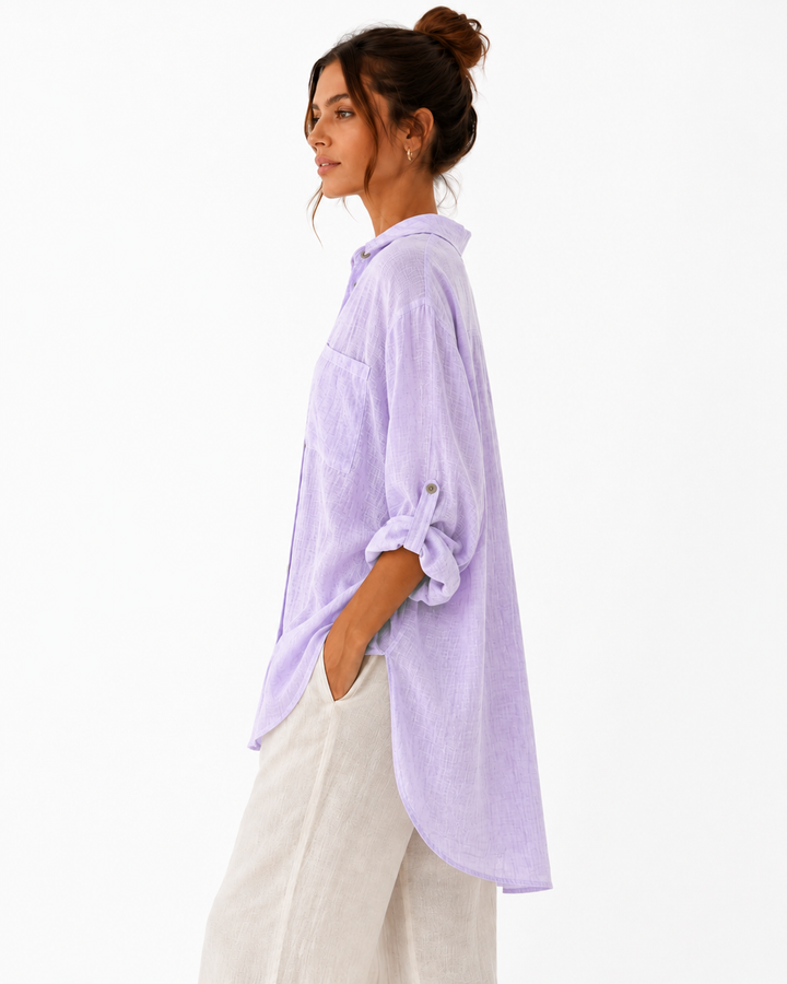 Aya Button-Down Tunic Shirt