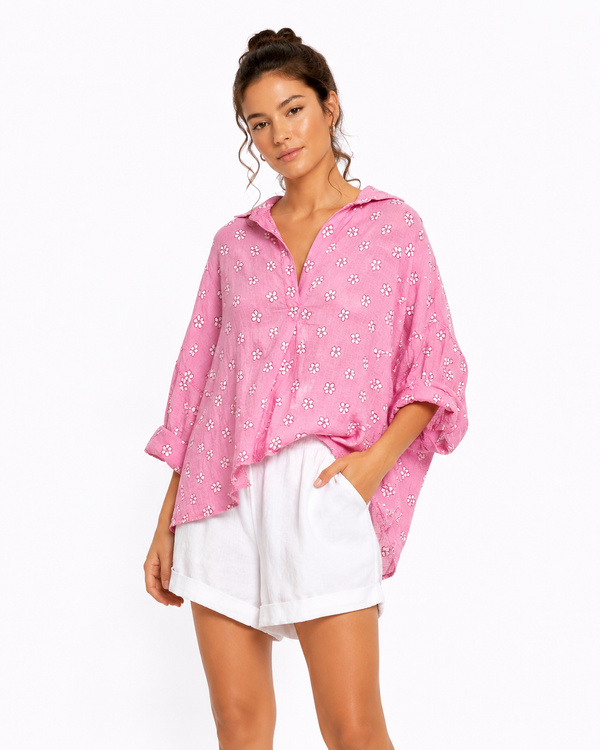 Cotton Ramie Ditsy Shirt