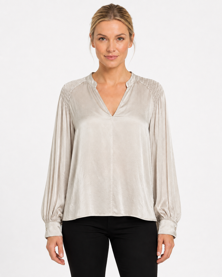 Pearl Sateen Balloon Sleeve Blouse