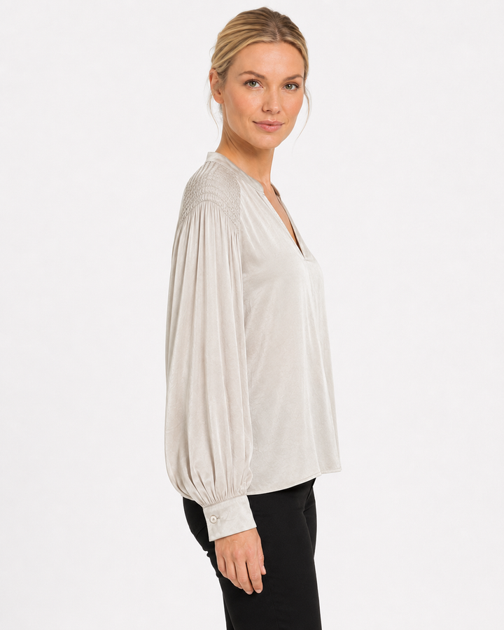 Pearl Sateen Balloon Sleeve Blouse
