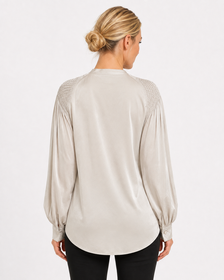 Pearl Sateen Balloon Sleeve Blouse