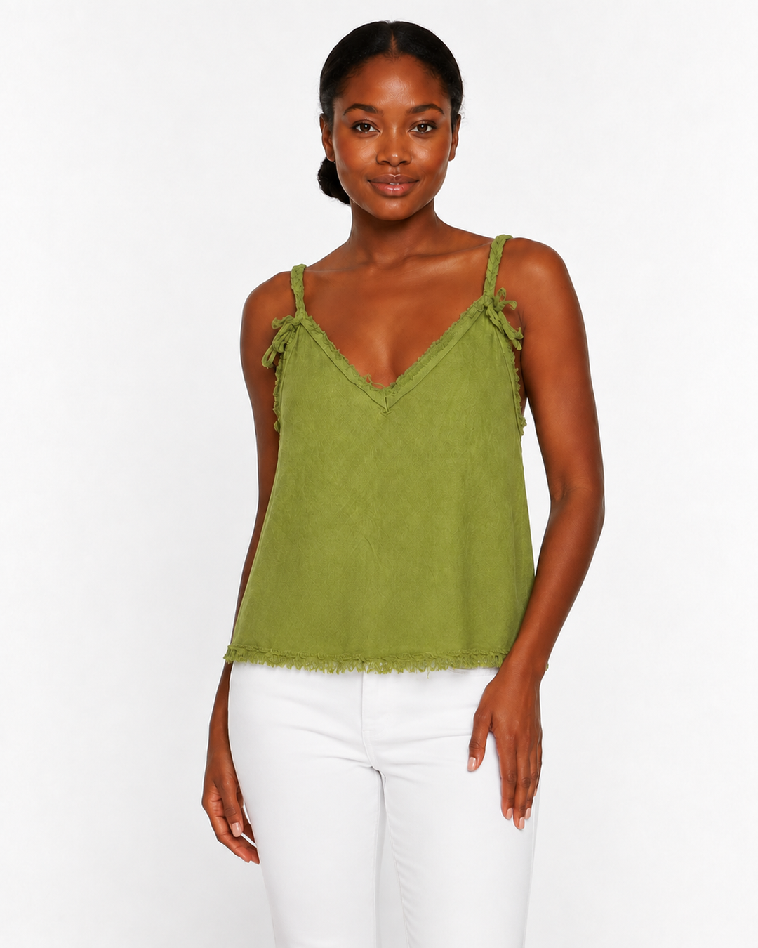 Greta Frayed V-Neck Linen top