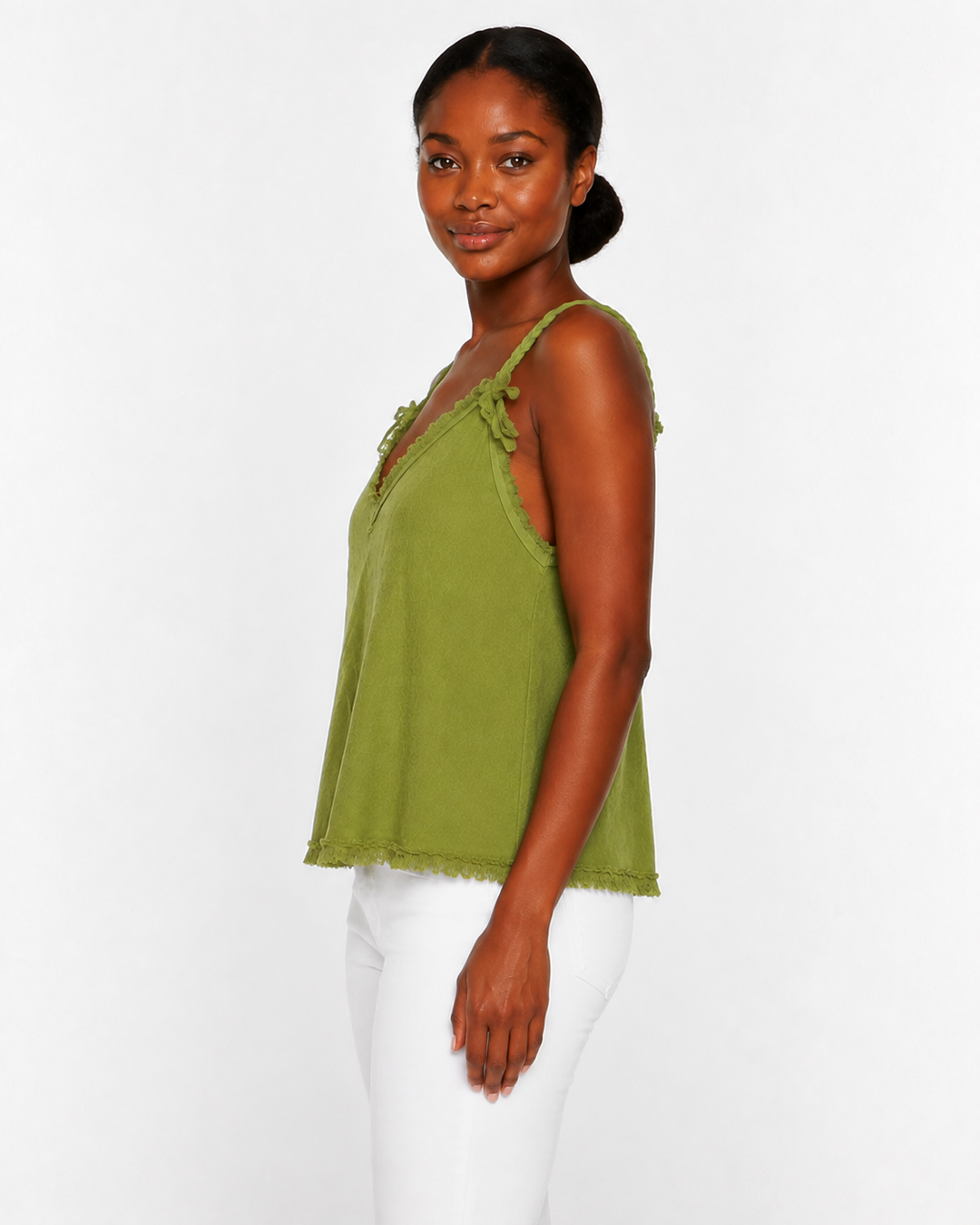 Greta Frayed V-Neck Linen top