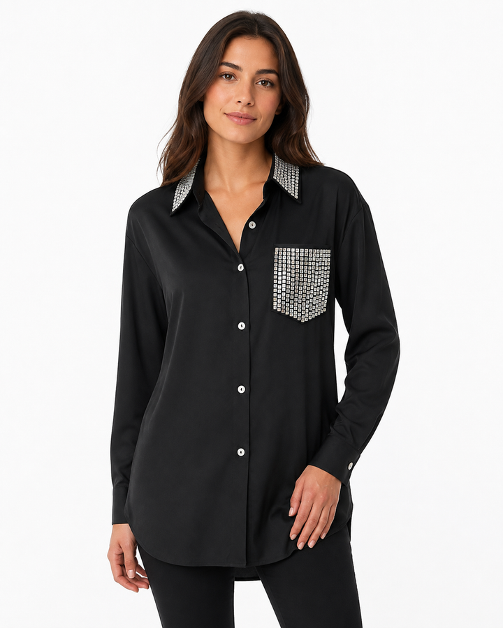 Lorna Rhinestone Pocket Shirt