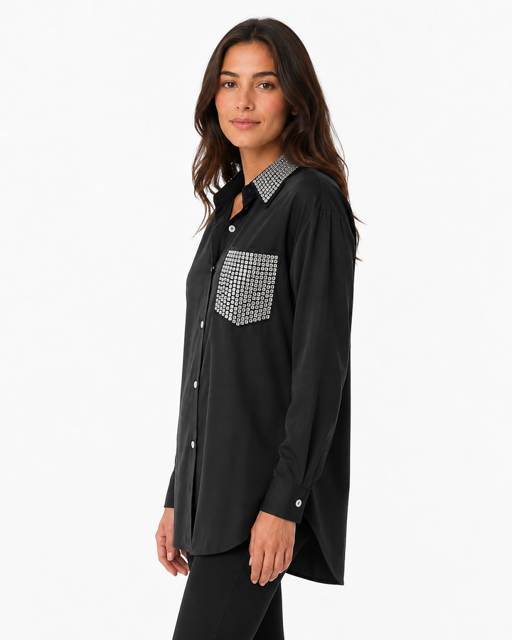 Lorna Rhinestone Pocket Shirt