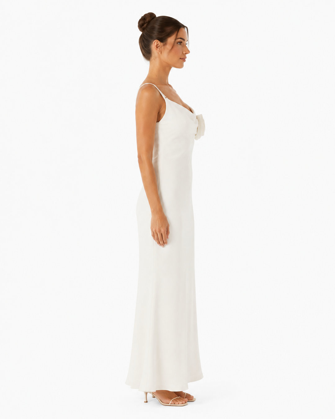 Gala Rosette Cowl-Neck Maxi Dress