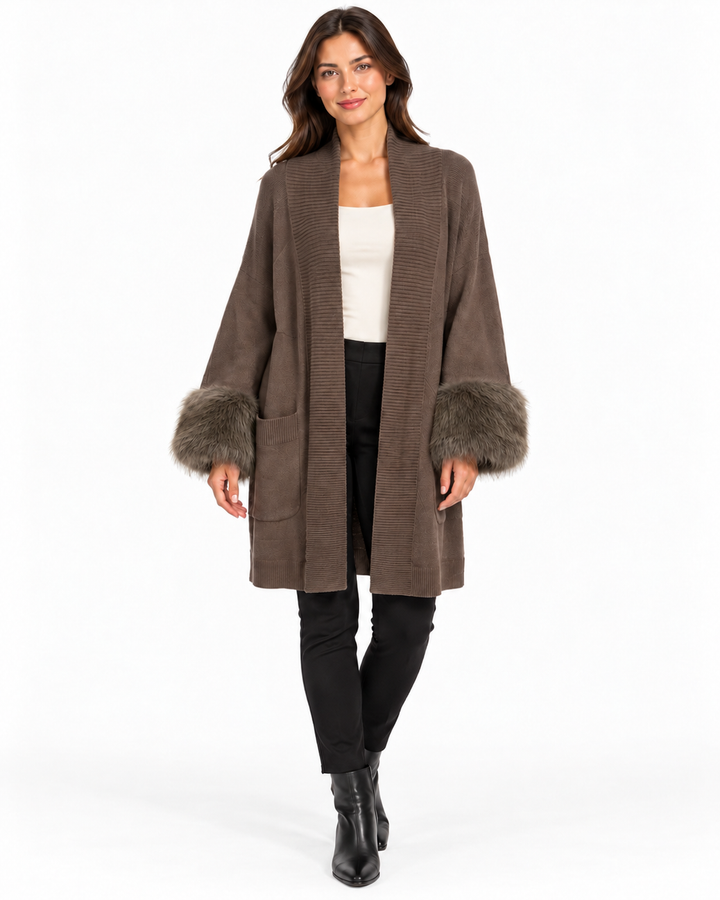 Mabel Open Collar Fur Cardigan