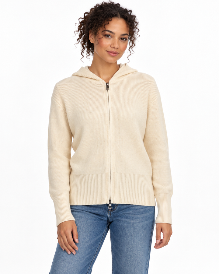 Kiana Ribbed Knit Hooded Jacket