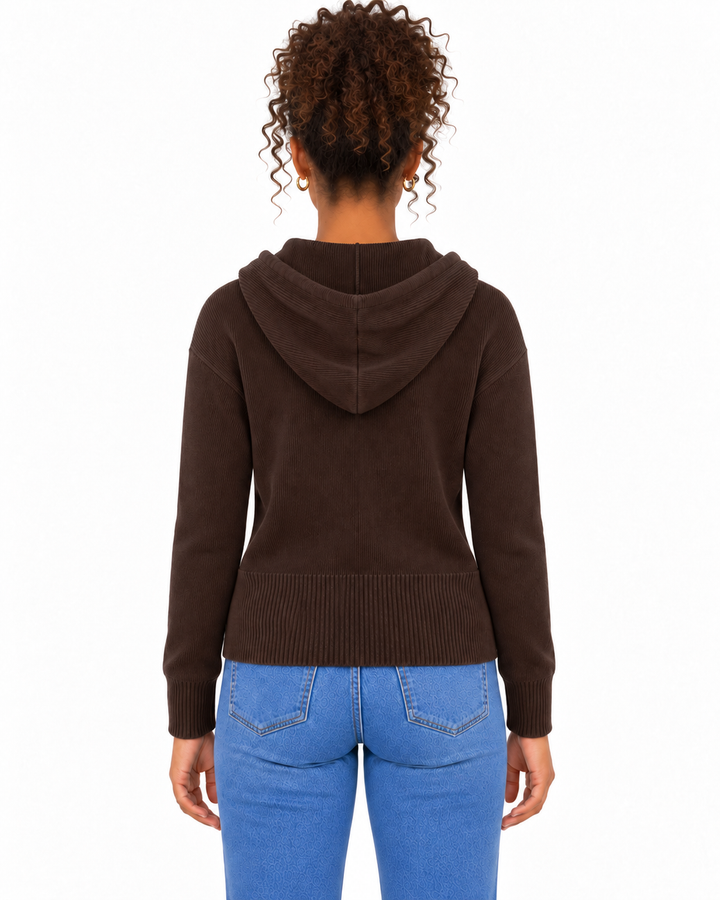 Kiana Ribbed Knit Hooded Jacket