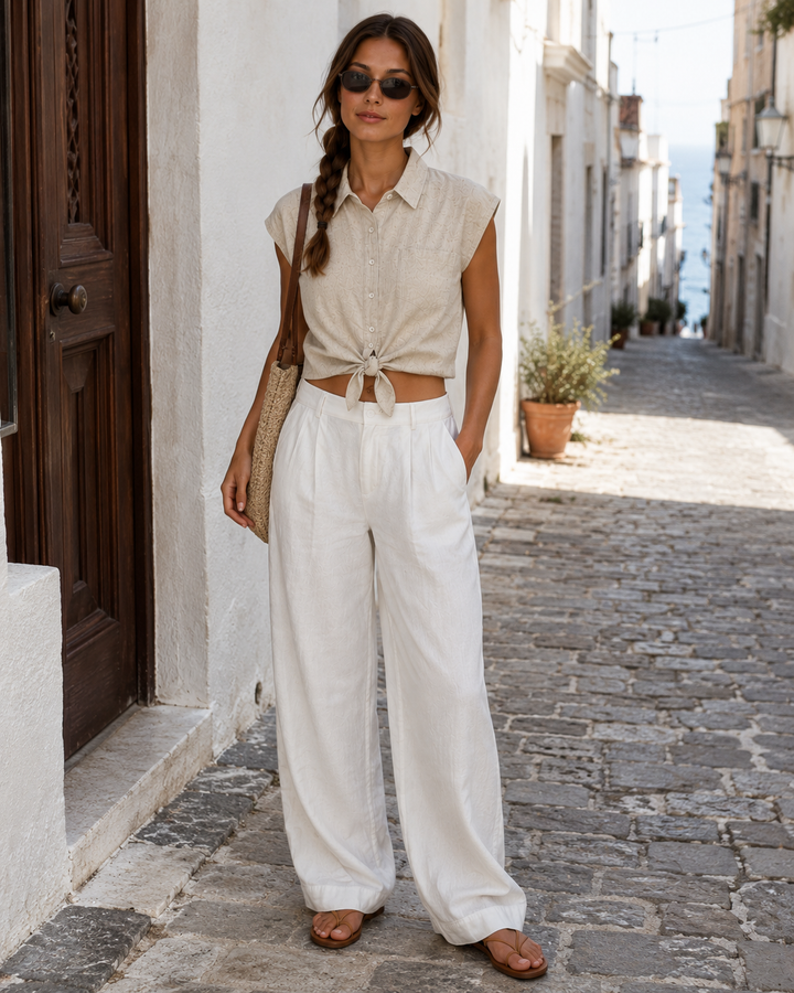 Haze Linen Crop Top