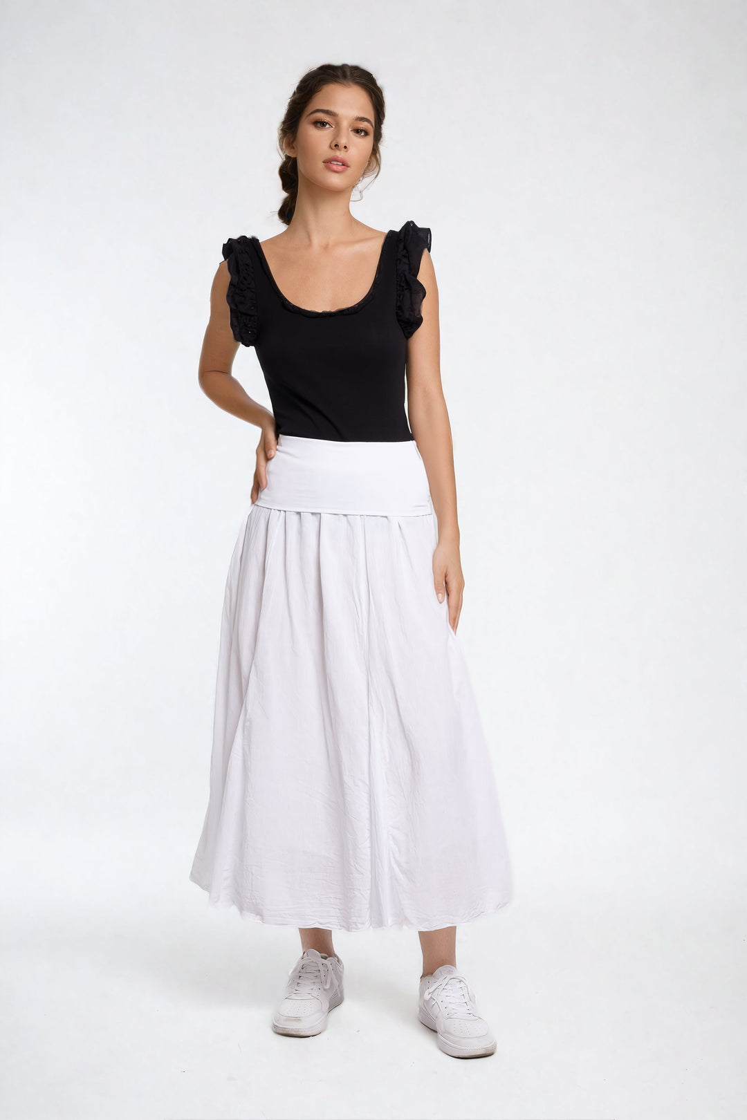 Adrina Maxi Skirt with elastic Waistband - Must Boutique