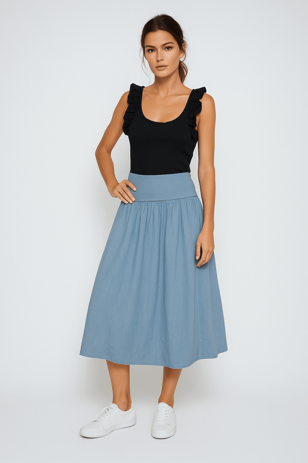 Adrina Maxi Skirt with elastic Waistband - Must Boutique