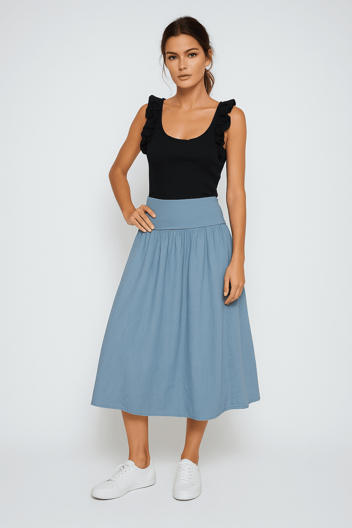 Adrina Maxi Skirt with elastic Waistband - Must Boutique