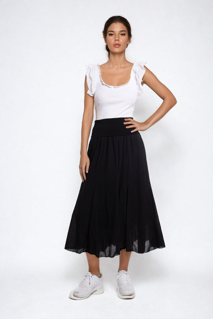 Adrina Maxi Skirt with elastic Waistband - Must Boutique