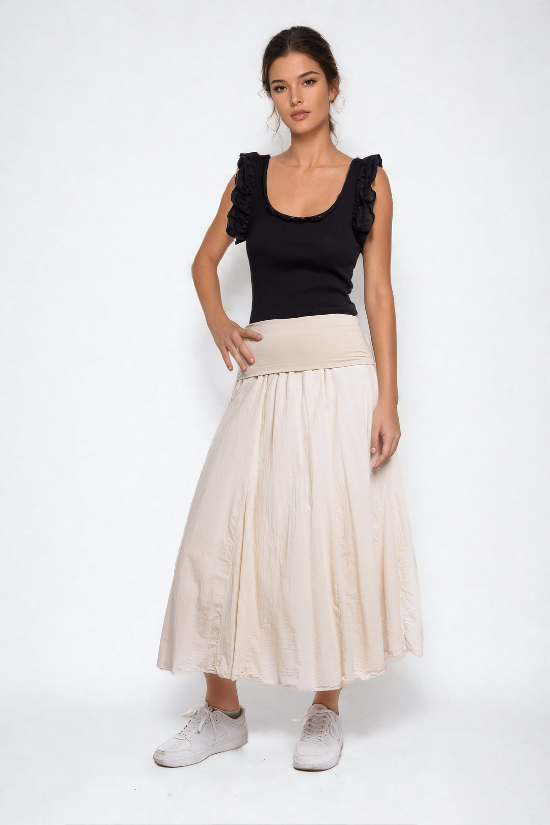 Adrina Maxi Skirt with elastic Waistband - Must Boutique
