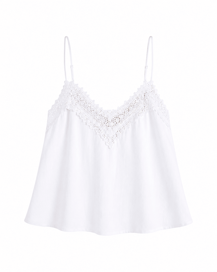 Aria Lace Trim Linen Cami - Must Boutique