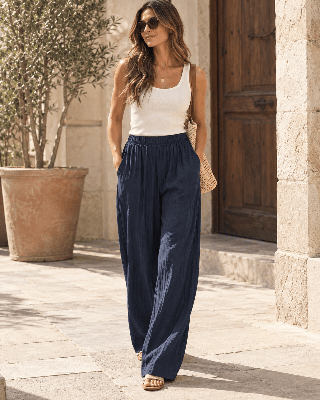 Arya Wide Legs Creased Pants - Must Boutique