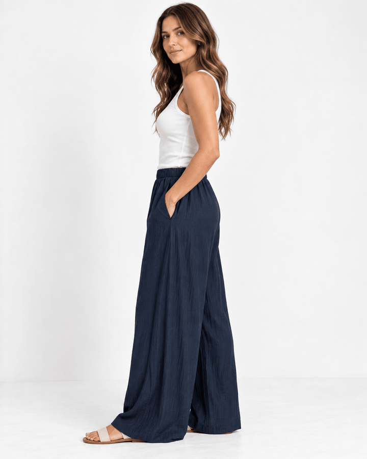 Arya Wide Legs Creased Pants - Must Boutique