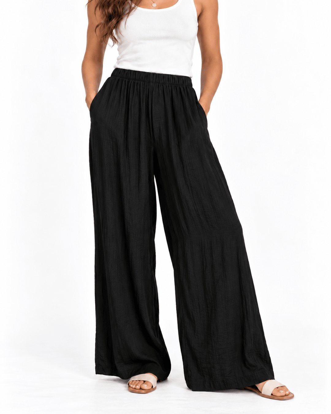 Arya Wide Legs Creased Pants - Must Boutique