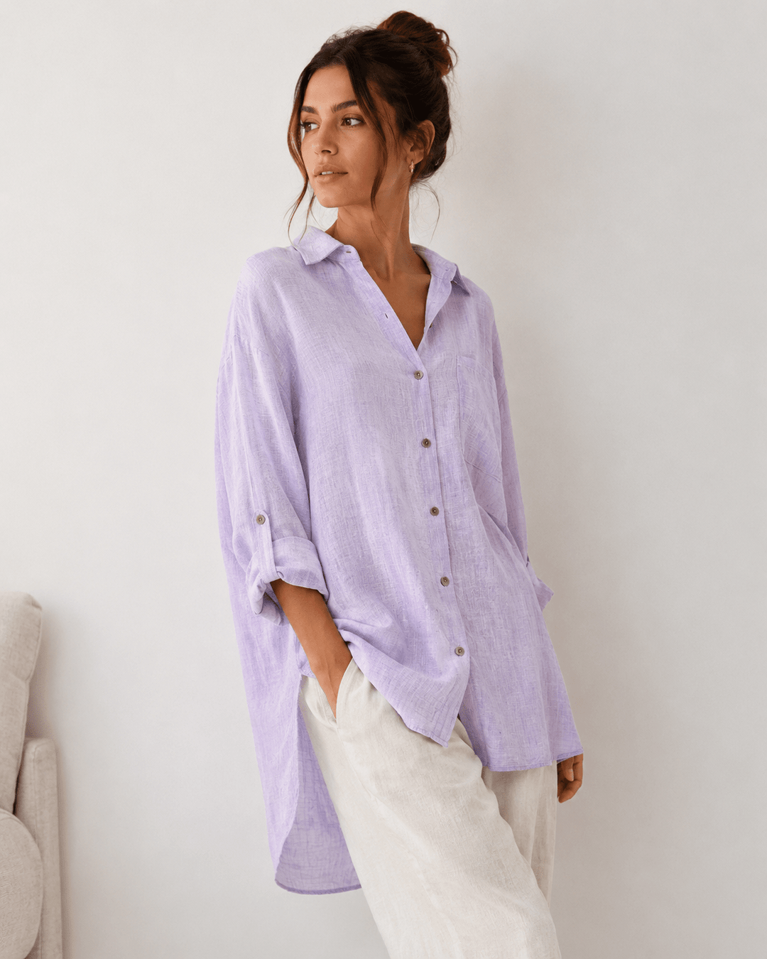 Aya Button-Down Tunic Shirt - Must Boutique