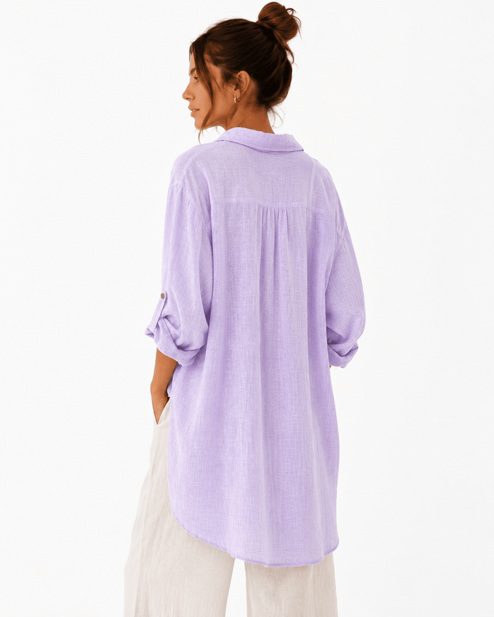 Aya Button-Down Tunic Shirt - Must Boutique
